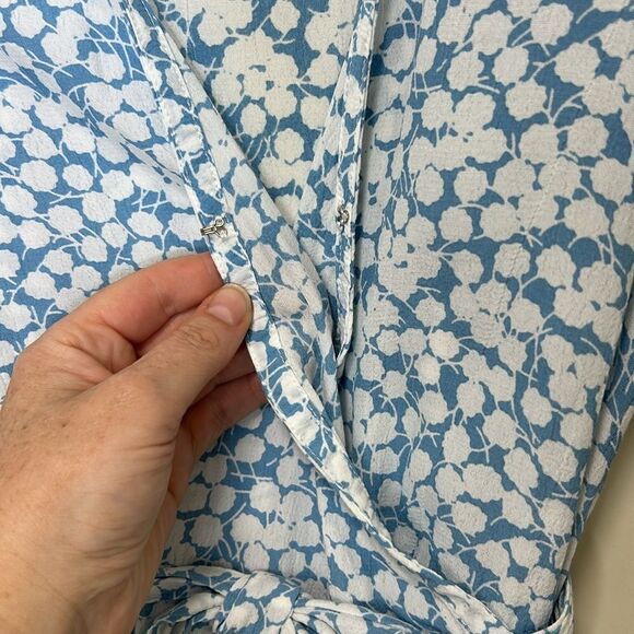 Faithfull The Brand, Women’s Wrap Top, “Zalia” Floral in 'Riviera Blue' - Small - Picture 7 of 17
